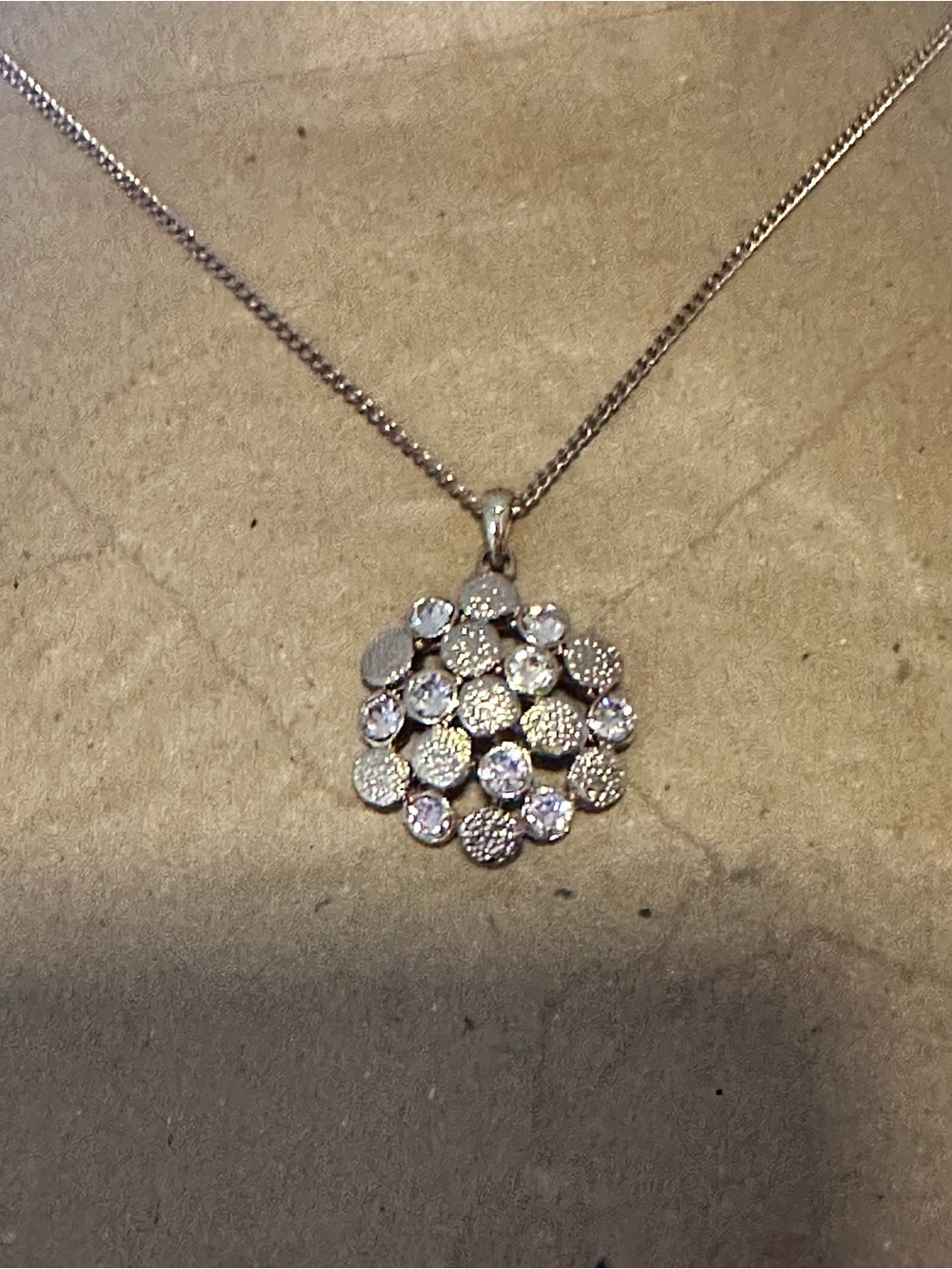 Delicate gold Tone Crystal Cluster Pendant Necklace